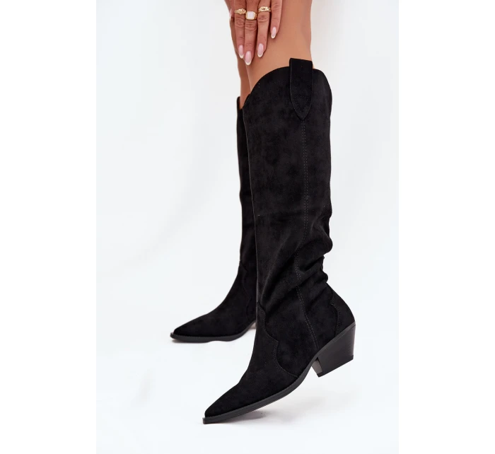 Ocieplane Kozaki Kowbojki Na Obcasie Z Eko Zamszu Czarne Jovianne Ocieplane Kozaki Kowbojki Na Obcasie Z Eko Zamszu Czarne Jovianne