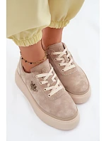 Kožené semišové dámské polobotky Vinceza 41523 béžové