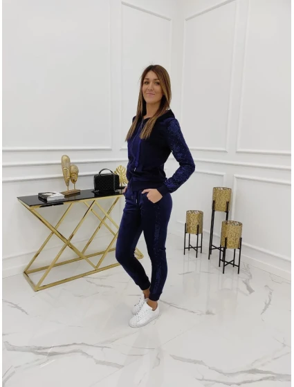 modrá velurová tepláková souprava model 17566853 - Vittoria Ventini modrá velurová tepláková souprava model 17566853 - Vittoria Ventini