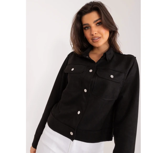 Dámska krátka bunda z brúsenej kože BA KR 2702.13 Čierna - FPrice