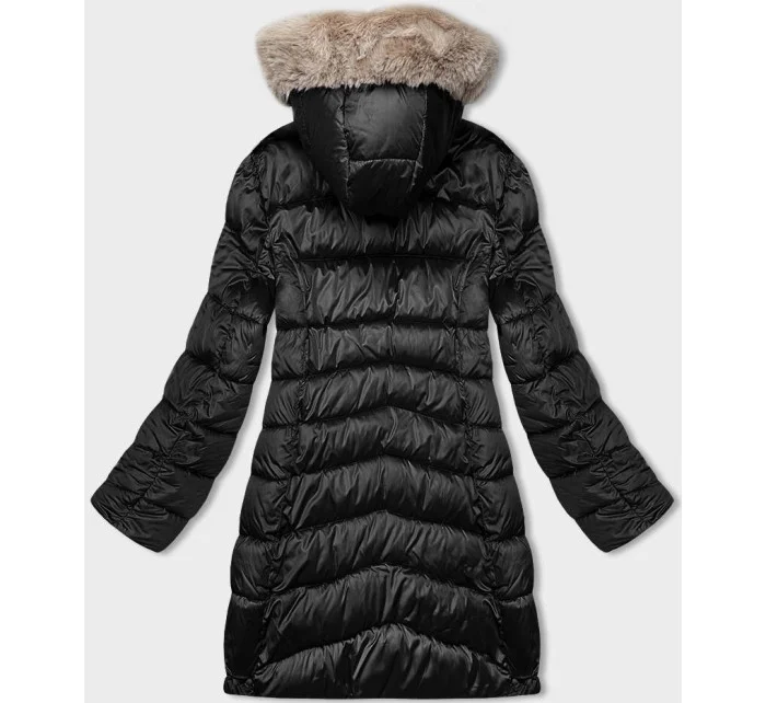 Černobéžová oboustranná dámská zimní bunda s kapucí model 21246405 - S'WEST