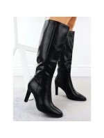 Dámske čierne čižmy na podpätku Jezzi ASA271-2