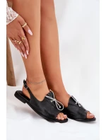 Kožené ploché sandály model 21664449 černé - Zazoo