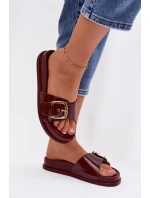 Dámské pantofle s zlatou sponou bordové model 21954716 - Boto