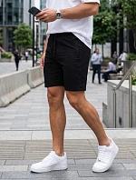 Pánske teplákové šortky so sťahovacími šnúrkami, čierne, FashionStreet SX2640