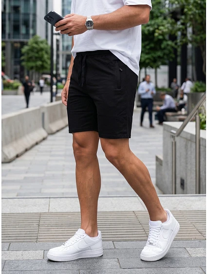 Spodenki męskie dresowe z czarne model 22305592 - FashionStreet Spodenki męskie dresowe z czarne model 22305592 - FashionStreet
