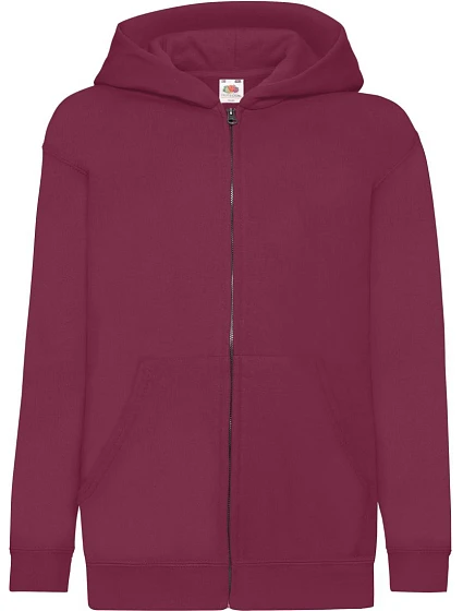 Fruit of the Loom Classic Kids Sweat Jacket Detská mikina s kapucňou 16.2045 bordová