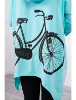 Mikina s potlačou bicykla mätová