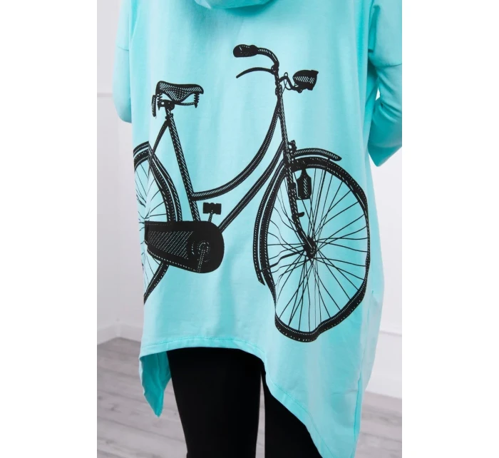 Mikina s potlačou bicykla mätová