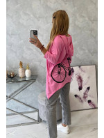 Mikina s potlačou kolesa svetlo ružová