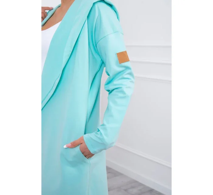 Dlouhý kabát s kapucí mátový Dlouhý kabát s kapucí mátový