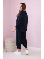 Bavlněná mikina kalhoty set námořnictvo Bavlněná mikina kalhoty set námořnictvo