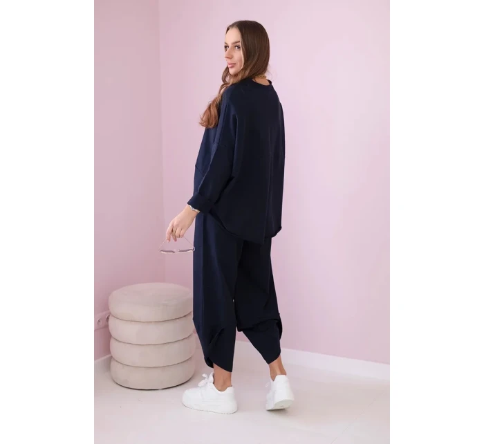 Bavlněná mikina kalhoty set námořnictvo Bavlněná mikina kalhoty set námořnictvo