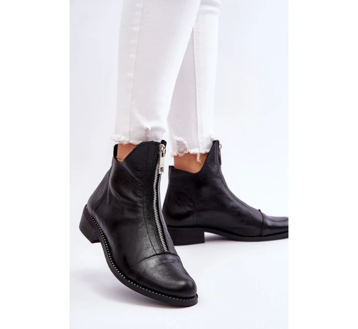 Kožené kozačky na zip Nicole model 21612117 Černá - Zazoo