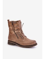Botki Damskie Workery Ciemnobeżowe Perfecto
