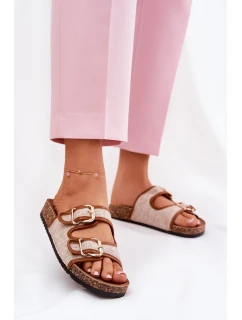 dámské pantofle na korkové platformě s přezkami Camel model 21688452 - Boto