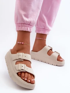 Dámske béžové penové papuče Melorea na platforme