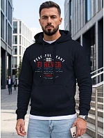 Pánská mikina s kapucí a kapesem na hrudi s potiskem, tmavě modrá, FashionStreet NX5150BX Pánská mikina s kapucí a kapesem na hrudi s potiskem, tmavě modrá, FashionStreet NX5150BX
