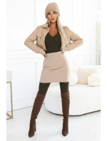 a elegantní dámský žebrovaný overal s výstřihem khaki barva model 21427385 - kocula