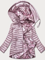 Obojstranná dámska kvetovaná bunda v púdrovo ružovej farbe (PC-7509-52)