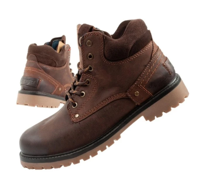 Wrangler Yuma pánske sobolie topánky elegantné kožené topánky tmavohnedé