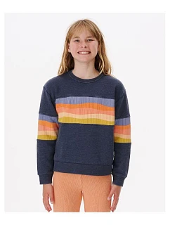 Dievčenská mikina RIP CURL Melting Waves Crew Sweatshirt -Girls dark blue