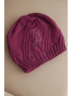 Dámská zimní čepice s vlnou a ozdobou z  tmavě fialová model 21783043 - K-Fashion