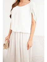 Dámský viskózový komplet s halenkou a širokými kalhotami béžový Dámský viskózový komplet s halenkou a širokými kalhotami béžový