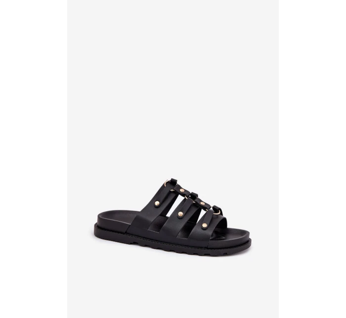 Klapki Damskie Z Paskami Czarne Pasiriela Klapki Damskie Z Paskami Czarne Pasiriela