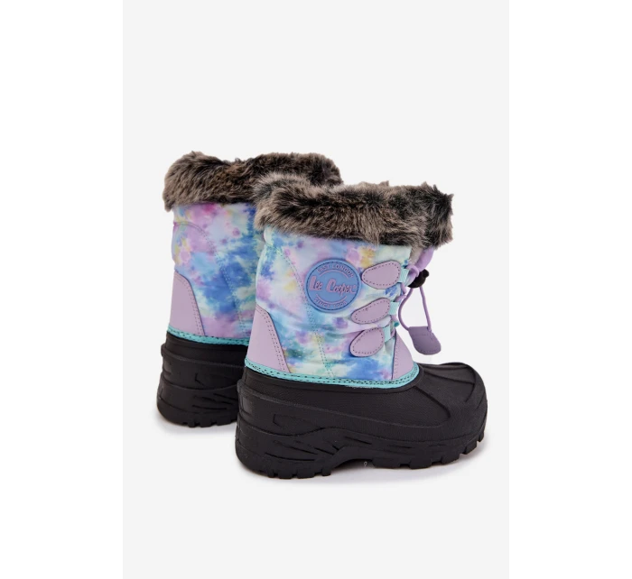 Dětské sněhule pro dívky s kožíškem a stahovák Lee Cooper LCJ-25-10-3778 Fialové