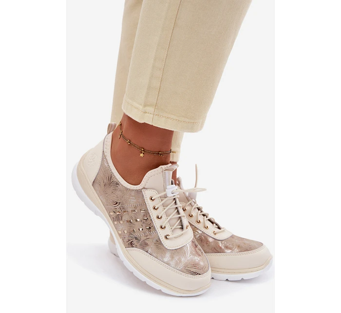 kožené polobotky Dívčí  Béžové model 22100265 - D&A