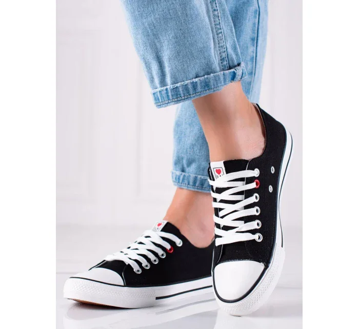 Jedinečné černé tenisky dámské bez podpatku Jedinečné černé tenisky dámské bez podpatku