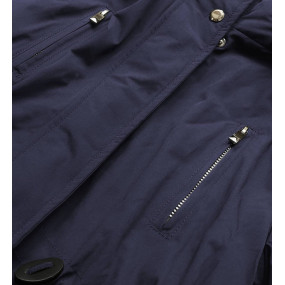 Tmavo modro-šedá obojstranná bunda s kapucňou (W213BIG)