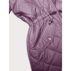 Ružová obojstranná dámska bunda prešívaná-kožiesok (H-897-38)