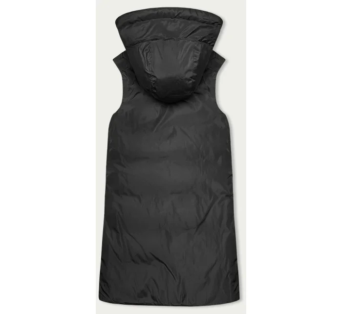 Béžová a grafitová dlhá dámska obojstranná vesta (B8248-12)