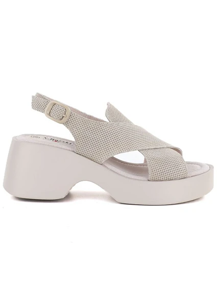 Dámské kožené sandály na platformě béžové model 22099407 - S.Barski