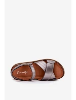 Dámské kožené sandály na platformě model 21701963 grafitové - Maciejka