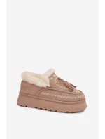 Dámské sněhule na platformě s kožíškem a třásněmi béžové model 21744639 - Boto Dámské sněhule na platformě s kožíškem a třásněmi béžové model 21744639 - Boto