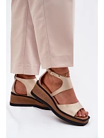 Kožené sandály na platformě Maciejka K7471-26 Zlaté