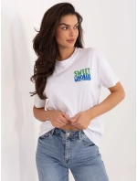 T shirt model 21798130 biało żółty - FPrice T shirt model 21798130 biało żółty - FPrice