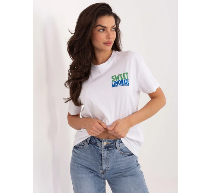 T shirt model 21798130 biało żółty - FPrice T shirt model 21798130 biało żółty - FPrice