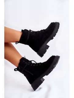 Dámské semišové kozačky zavazované Černá Vanita