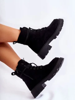 Dámské semišové kozačky zavazované Černá Vanita