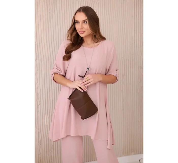 Dámsky komplet blúzka + nohavice s príveskom 27941 Powder pink - Kesi Dámsky komplet blúzka + nohavice s príveskom 27941 Powder pink - Kesi