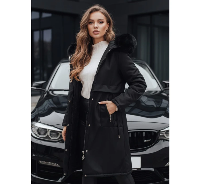 Dámská zimní bunda parka s kožešinou černá Dstreet model 21991646 - FashionStreet