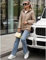 Dámska prešívaná bunda s kapucňou béžová FashionStreet TY5547