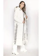 Dámska dlhá páperová bunda vo farbe ecru (AG3-3038)