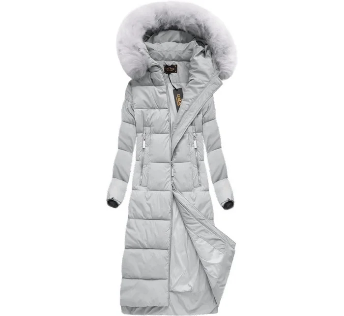 Dámska dlhá zimná bunda s kapucňou (7688)