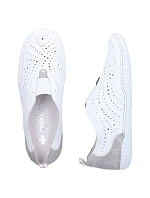 Dámská kožená prolamovaná nazouvací obuv bílá Rieker 43663-80