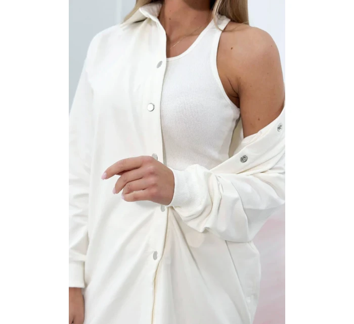 Trojdielna súprava blúzky, topu a legín vo farbe ecru